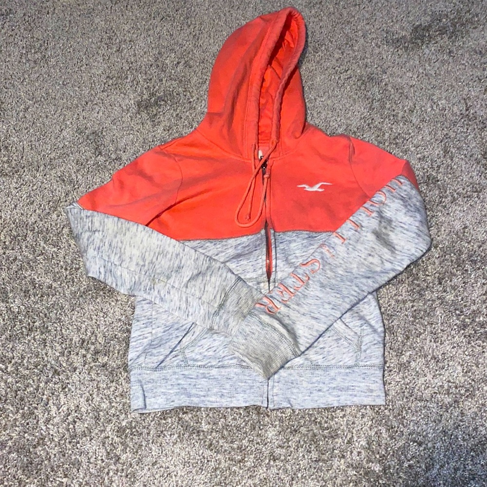 grey and pink/peach, hollister, xs, cotton